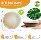 Raj Palm Leaf Bulk Bowls [200-Pack] 4" Round Bowls (16 CASES - 3200 PACK) like Bamboo bowls Disposable, Strong, Decorative Compostable Tableware for weddings, Camping, Outdoor