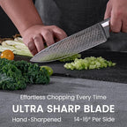 Knife Set, Astercook 15 Pieces Kitchen Knife Set with Built-in Sharpener, German Stainless Steel Knife Block Set, Razor-Sharp Knives with Full-tang Handle, Dishwasher Safe, Silver