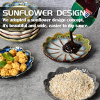 Ceramic Dipping Bowls Set of 8, 3 oz Sauce Cups, Chrysanthemum Round Small Side Dish for Sushi, Tomato, Soy Sauce, Condiment Finger Bowls