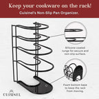 Pan Organizer - 2-PACK of Silicone-Coated Non-Slip 15" Heavy Duty Skillet Rack - Kitchen Counter/Cabinet Organization Storage - Holder for Cookie Sheet, Cutting Board, Cast Iron Cookware, Dish Stand