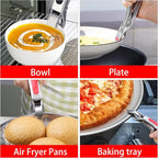 Mu&Ti Hot plate gripper For Instant Pot accessories, For Microwave, Oven,Toaster (Safe for Air Fryer Pans Gripper,Bowls, Egg Custard, Hot Plates) Stainless Steel Heat-Resistant Kitchen Gripper (Red)