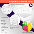 ClearSpace Clear Plastic Storage Bins – XL 4 Pack Perfect for Kitchen,Fridge, Pantry Organization, Cabinet Organizers