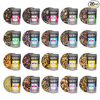 Tiesta Tea - Discovery Sampler Dry Flight Set, Loose Leaf, High to No Caffeine, Hot & Iced Up to 200 Cups, Tea Variety Pack with Green, Herbal, Black & Chai Brew, 20 Resealable Sample Pouches