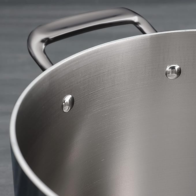 Tramontina Tri-Ply Clad Stainless Steel 5-Quart Dutch Oven Pot with Glass Lid, Induction-Ready, Dishwasher-Safe, NSF-Certified