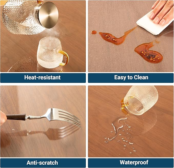Clear Table Cover Protector Rectangle 40 x 90 Inch, 1.5mm Transparent Plastic Table Protector Waterproof, Anti-Scratch Clear Desk Mat for Office Desktop Dresser Dining Table, FDA Compliant