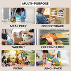 Klex 32 Oz, 150 Sets 2 Compartment Meal Prep Containers with Airtight Lids, BPA Free, Reusable Plastic Food Container, 32 oz, Rectangular, Black/Clear, 150 Sets