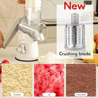 Ourokhome Rotary Cheese Grater Hand Crank, Kitchen Shredder Speed Mandolin Slicer Ice Shaver with Handle and Drum Blades for Cheese, Vegetable, Nuts, Chocolate, Potato, Carrot, 5 Blades, White