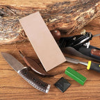 SHARPAL 204N Leather Strop (Genuine Cowhide) 8" x 3" Kit with 2 Oz. Polishing Compound & Angle Guide, Knife Stropping Block for Sharpening & Honing Knives, Straight Razor, Woodcarving Chisels