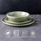 AmorArc Ceramic Dinnerware Sets,Handmade Reactive Glaze Stoneware Plates and Bowls Set,Highly Scratch Resistant | Dishwasher & Microwave Safe Dishes Set,Service for 8 (24pc)