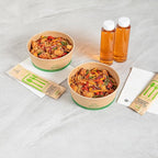Restaurantware Compostable Paper Food Containers 50 Pack Of 50 oz BPI-Certified Round Kraft Salad Bowls Disposable Grease-Resistant Meal Prep Take Out Containers For Ice Creams, Soups, Snacks