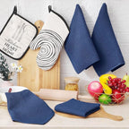 Homaxy 100% Cotton Waffle Weave Kitchen Dish Cloths, Ultra Soft Absorbent Quick Drying Dish Towels, 12 x 12 Inches, 24-Pack, Navy Blue