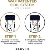 KLOVEO Champagne Stopper Black - Patented Seal - Made in Italy - WAF Plastic Bottle Stopper - Prosecco, Sparkling Wine, Cava