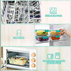 [80 oz & 36 oz]Extra Large Glass Food Storage/Baking Containers Set with Lids, 2 Pack 80 oz(10 cup)&2 Pack 36 oz (4.5 cup)Airtight Glass Container,Microwave,Oven,Freezer and Dishwasher, Green