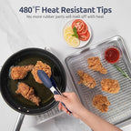 Heat Resistant Silicone Kitchen Tong: U-Taste 9 inch 480ºF Hot Proof Cooking Tong with Firm Sealed Non Stick Rubber Tips & Silicon Coated Steel Handle & Smooth Locking for Serving Grill(Midnight Blue)