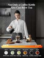 KLEAH Gooseneck Electric Kettle with Temperature Control - 0.8L Automatic Shut Off Tea & Coffee Kettle, Hot Water Boiler Pour Over Coffee Kettle, 1200W Quick Heating Keep Warm, Black