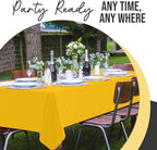 Exquisite 66% Thicker Premium Plastic Table Cloth Rectangle Table Cover 0.5 Mil 6 Pack Yellow Table Cloth 54 Inch x 108 Inch Disposable Tablecloth Won't Tear Easily Like Cheap Thin Brands
