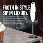 Zulay Kitchen Executive Series Luxury Gift Milk Frother with 4 Duracell Batteries – Handheld Electric Foam Maker for Coffee, Lattes & Hot Chocolate – Deluxe Finish, Ultimate Gift for Coffee Lovers