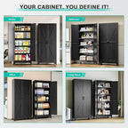 75" Tall Pantry Cabinet,Farmhouse Kitchen Pantry Storage Cabinets with 2 Doors and 4 Shelves,Black Metal Storage Cabinet,Large Cupboard for Home,Kitchen,Dining/Living Room