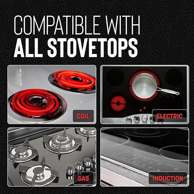 Hell's Kitchen Hybrid 8" Frying Pan, Tri-Clad Stainless Steel and Nonstick Ceramic PFAS Free, no PFOA, no PTFE, no Teflon, Non Toxic Cookware, Metal Utensil Safe, All Cooktops, Oven Safe