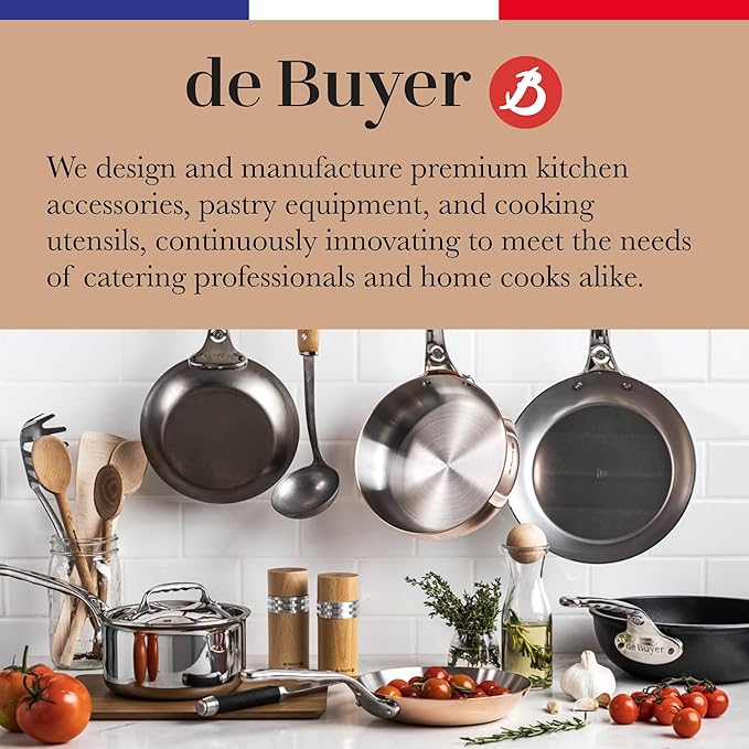 De Buyer MINERAL B Carbon Steel Crepe & Tortilla Pan - 9.5” Diameter, 8.3” Cooking Surface - Ideal for Making & Reheating Crepes, Tortillas & Pancakes - PFAS, PFOA & PFOS Free - Made in France