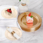 Goodluck 350 Piece Gold Glitter Plastic Dinnerware Set for 50 Guests, Disposable Plates for Party, Include: 50 Dinner Plates, 50 Dessert Plates, 50 Rolled Napkins with Silverware, 50 Cups