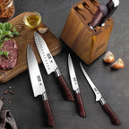 HOSHANHO 7-Piece Knife Set with Block - High-Carbon Stainless Steel Kitchen Knife, Ultra Sharp Professional Chef Knives with Sharpener