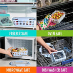 Ello Duraglass 3.4 Cup Meal Prep Sets 10Pc, 5 Pack Set- Glass Food Storage Container with Silicone Sleeve and Airtight BPA-Free Plastic Lids, Dishwasher, Microwave, and Freezer Safe, Fruit Salad