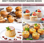 2 Packs 6 Cups Silicone Muffin Pan with Metal Reinforced Frame Jumbo Size Cupcake Pan Tray Egg Bites Silicone Circle Cookie Molds Muffin Tin Tart Pans Baking Sheet Set for Breakfast Sandwiches