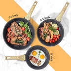 GiPP Nonstick Frying Pan Skillet - 11" Grey Granite Non Stick Pans, Omelette Pan with Heat-Resistant Handle, Compatible with All Stovetops, PFOA Free