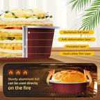 Beasea Disposable Mini Pie Tins with Lids, 120 Pack 4” 7.3oz 215ml Small Round Aluminum Baking Tart Foil Container for Individual Dessert Cupcake Cheesecake Ramekin Quiche Oven Dishes - Wine Red