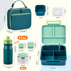 MAISON HUIS Bento Box for Kids with 8oz Soup Thermo, Leak-proof Lunch Food Containers with 5 Compartment, Insulated Lunch Bag & 17oz Stainless Steel Water Bottle for School, Trvael