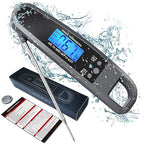 Instant Read Meat Thermometer for Kitchen Cooking, Ultra Fast Precise Waterproof Digital Food Thermometer with Backlight, Magnet and Foldable Probe for Deep Fry, Outdoor BBQ, Grill(Grey)