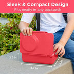 Omie OmieBox UP bento Box for Kids | Insulated Lunch Box | Leak Proof Vacuum Insulated Thermal Food jar | Cooler ice Pack | 2 Compartments (Cherry Pink)