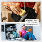 Frying Pan Splatter Screen | USA Brand | 11-Inch Black, Fit Pans (6" to 11") Silicone Grease Splatter Guard for Frying Pan and Stove by Beckon Ware
