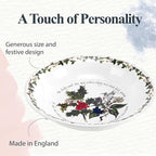 Portmeirion Holly and Ivy 8.5-Inch Pasta Bowls (Set of 4) - Holiday Earthenware for Christmas Feasts, Ideal for Serving Salad, Soups, Desserts - Microwave, Dishwasher Safe - Seasonal Tableware