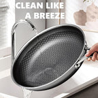 Non Stick Frying Pans 12 inch, Hybrid Frying Pans Nonstick with Lid,non stick Stainless Steel Skillets, Dishwasher and Oven-Safe Chef Pan, Induction Compatible Cooking Pan, PFOA Free Cookware