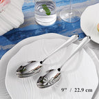 KEAWELL Premium Astra 4-Piece 9 inch Spoon Set – Mirror-Finished 18/10 Stainless Steel with Diamond-Faceted Handles Dishwasher Safe for Modern Dining (4, Serving Spoons and Slotted Spoons)