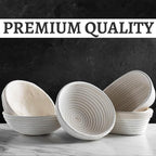 Banneton Bread Proofing Basket [Set of 2 ] Round 9 Inch Handmade Rattan Baskets and Liners for Sourdough