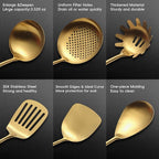 Stainless Steel Kitchen Utensils Set with Wood Handle, 18/10 Metal Cooking Utensils Set, 10-Piece - Spatula, Spoon, Ladle, Skimmer, Slotted Turners, Pasta Server, Fork, Masher(Dishwasher Safe)