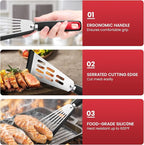 Fish Spatula Turner Set of 2, 600ºF Heat Resistant Silicone Spatulas for Nonstick Cookware, Metal Slotted Spatula with Silicone Edge for Fish, Egg, Pancake, Dishwasher Safe