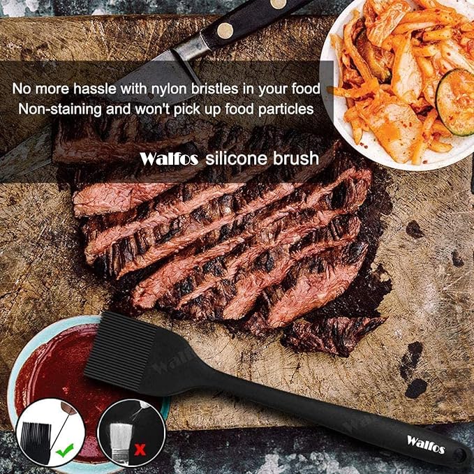 WALFOS Extra Large Silicone Basting Pastry Brush, 2.5 inch Wide Bristle Butter Oil Brush, Prefect for BBQ Grill Baking Kitchen Cooking-Pieces Design, BPA Free and Dishwasher safe