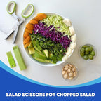 Jenaluca 5 Blade Herb Scissors - Cut & Chop Fresh Herbs & Leafy Greens - Salad Scissors - Stainless Steel Kitchen Shear Set with Cleaning Comb & Safety Cover - Kitchen Gadget - Green
