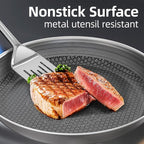 COOKER KING Non-toxic Frying Pans Set of 3 (8+10+12 Inch), Tri Ply Stainless Steel Pans, Induction Pan Set, Chef's Pan, Skillets Dishwasher & Oven Safe, Stay-Cool Handles, Compatible with All Cooktops