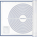 Silicone Pastry Mat Extra Thick Large Non Stick Baking Supplies Kitchen Counter Cooking Rolling Dough Sheet Pie Crust Sourdough Bread Oven Liner with Measurement (XXL-24''(W)*32''(L), 2#Blue)