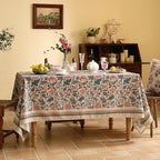 ISAENNE Designer Boho Floral Square Tablecloth,Linen Lotus Flower Pattern Colorful Indoor Table Cloth,Durable Decor Tablecloths for Dining Thanksgiving Kitchen Christmas,67"*67"-Hazel A