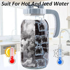 Cold Brew Coffee Maker 64 OZ 2 Pack Mason Jar Cold Brew Pitcher With Infuser 2 Quart Wide Mouth Iced Coffee Maker With Pour Spout Lid And Handle Half Gallon Airtight & Leakproof Pitcher For Fridge
