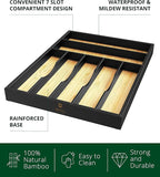 ROYAL CRAFT WOOD Luxury Bamboo Kitchen Drawer Organizer - Silverware Organizer - Utensil Holder and Cutlery Tray with Grooved Drawer Dividers for Flatware and Kitchen Utensils (7 Slot)