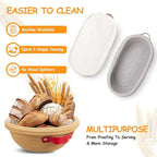 Banneton Bread Proofing Basket -Cotton Oval & Round Banneton Basket Set Sourdough Proofing Baskets Round Proofing Bowls Handmade Rattan Baskets and Liners