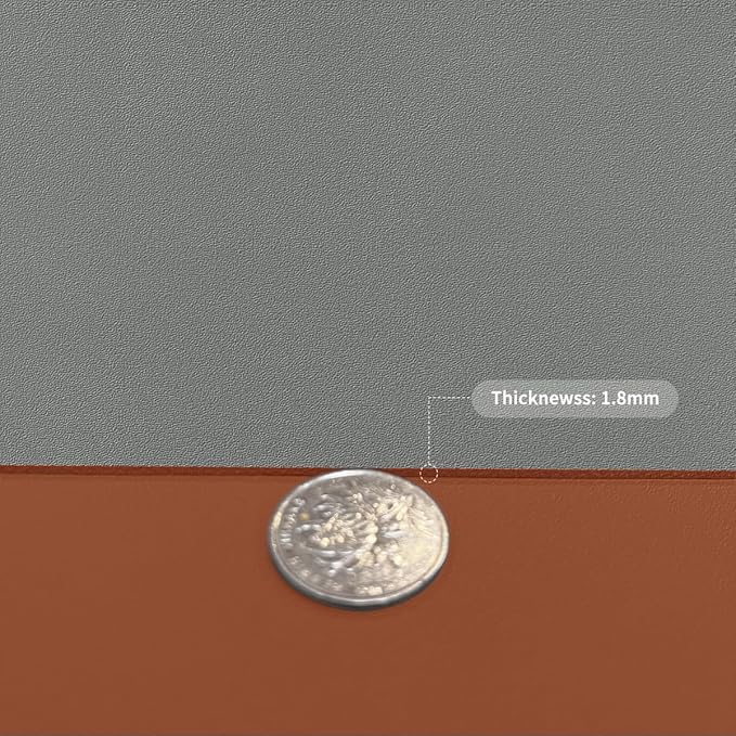 Leather Table Cover,1.8mm Thick,12x84 Inch Table Protector,Glass Table Protector,Table Sticker Cover,Desk Covers On Top of Desks.(Brown+Gray,12x84)
