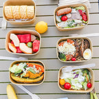 MINCOCO 50 Count Paper Bowls Disposable Meal Prep Containers with Lids【Includes 50 Wooden Forks + 100 Labels】 Salad Food Containers Freezer & Microwave Safe Leakproof Soup Bowls (19 Ounce, 50-Count)